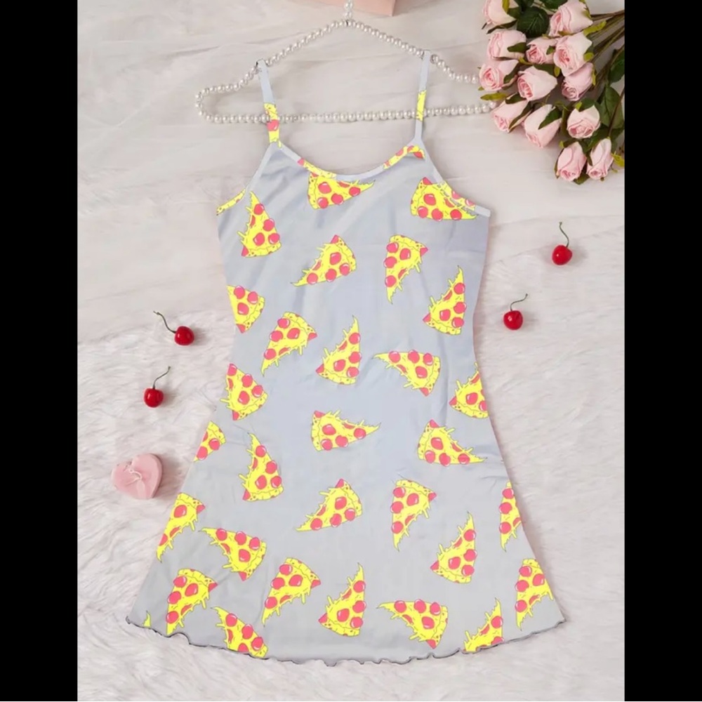 Gray & Pizza Graphic, Night Slip